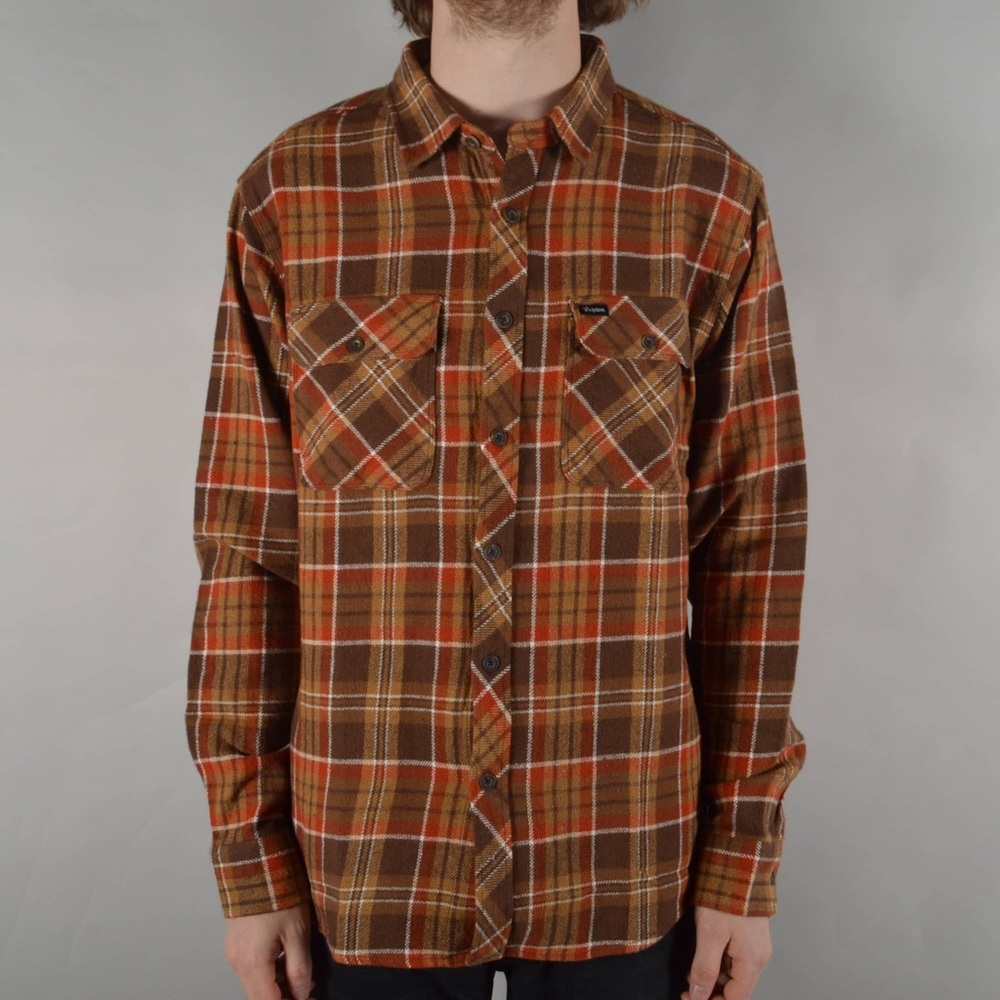 Brixton Bowery Long Sleeve Flannel Shirt -
Brown/Copper - Men’s M